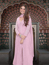 Twilight Dust Rose Chikankari Anarkali Set (Set of 3)